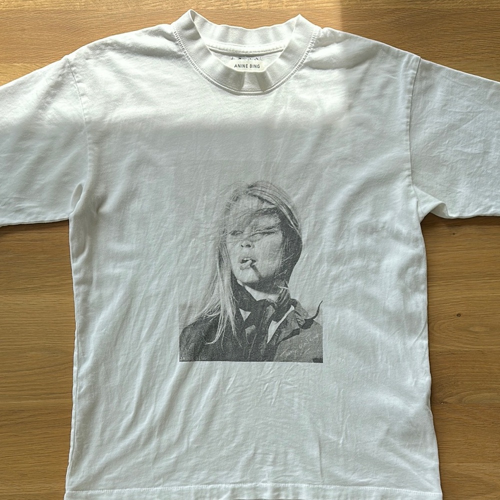 Anine Bing White Graphic Short Sleeve Tee